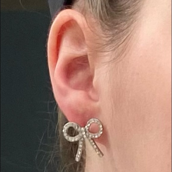 Silver Bow Earrings - Picture 4 of 4
